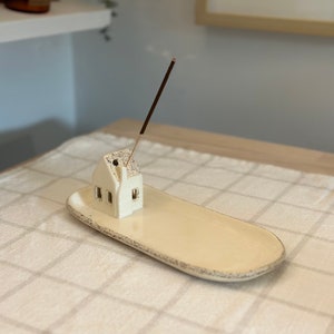 House Shaped No Spill Incense Holder Ceramic Handmade Incense Stick Holder Incense Plate Unique Gift 2