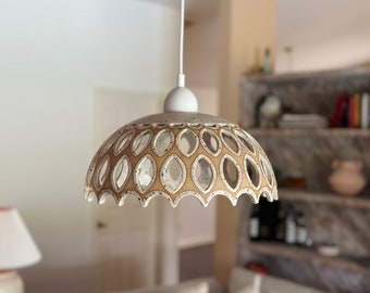 Stoneware Modern Ceramic Pendant Light, Speckled Pottery Handmade Ceiling Light Cover, Hanging Lampshade Pendant Lamp Shade