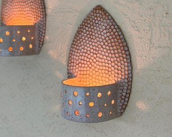 Ceramic Candle Sconce Handmade Clay Candle Holder for Wall