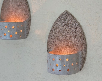 Textured Ceramic Wall Sconce Clay Candle Holders Handmade Candle Wall Sconces Housewarming Gift