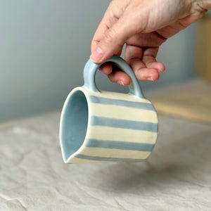 Handmade Ceramic Milk Pitcher Blue White Coffee Creamer Jug