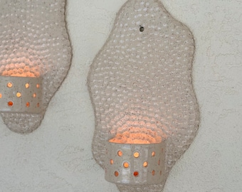 Textured Ceramic Wall Sconce Clay Candle Holders Handmade Candle Wall Sconces Housewarming Gift