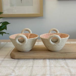 Pair of Pink Ceramic Bowl Cute Clay Trinket Dish Unique Gift for Her Ceramic Jewelry Holder Small Decorative Bowl