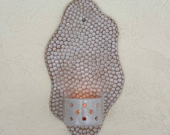 Textured Ceramic Wall Sconce Clay Candle Holders Handmade Candle Wall Sconces Housewarming Gift