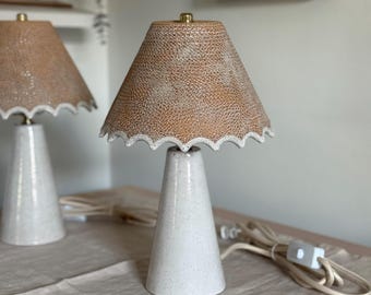Ceramic Table Lamp – Speckled Stoneware Bedside Table Lights  – Rustic Farmhouse Lighting