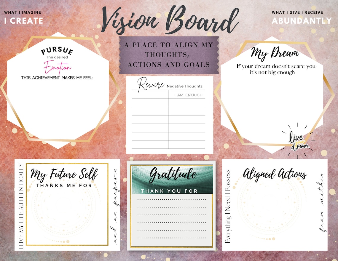 Vision Board Printable Manifesting Digital Printables - Etsy