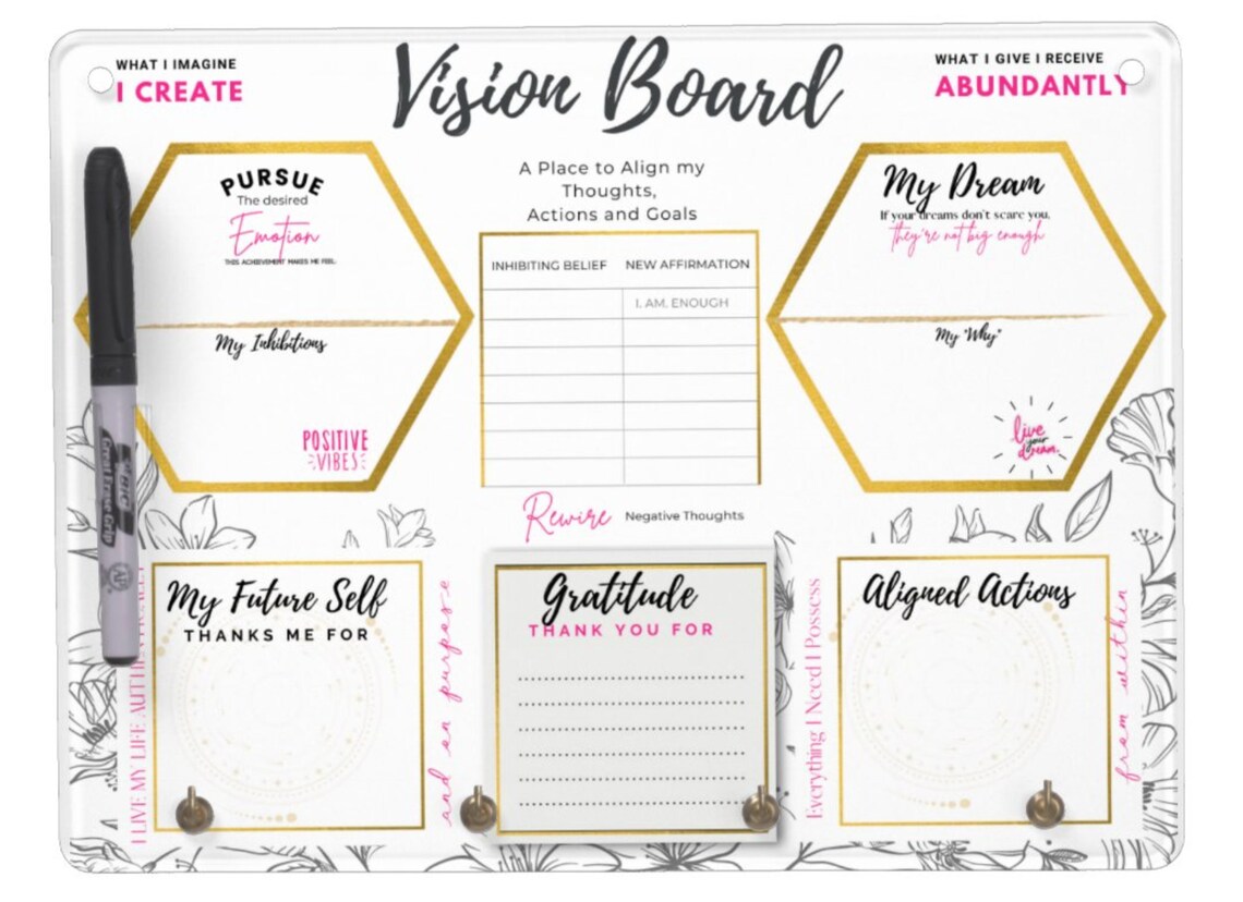 Vision Board Dry Erase Board Vision Board Manifest Vision - Etsy