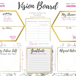 Vision Board Printable, Manifesting Digital Printables, Digital Manifesting Journal, Manifest, Goals, Self Love.