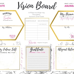 Vision Board Printable, Manifesting Digital Printables, Digital Manifesting Journal, Manifest, Goals, Self Love.