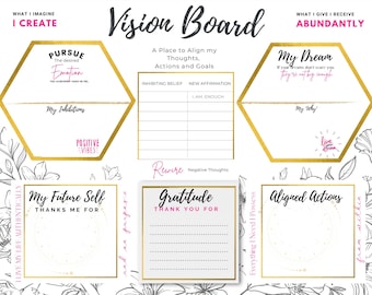 Vision Board Printables Vision Board Planner Vision Board Kit, Vision Board  2023, Vision Board Words, 2022, Vision Board Cards 