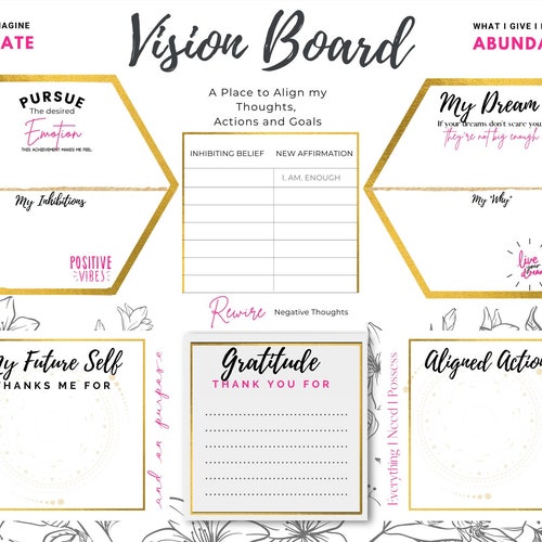 Vision Board Printable Manifesting Digital Printables - Etsy