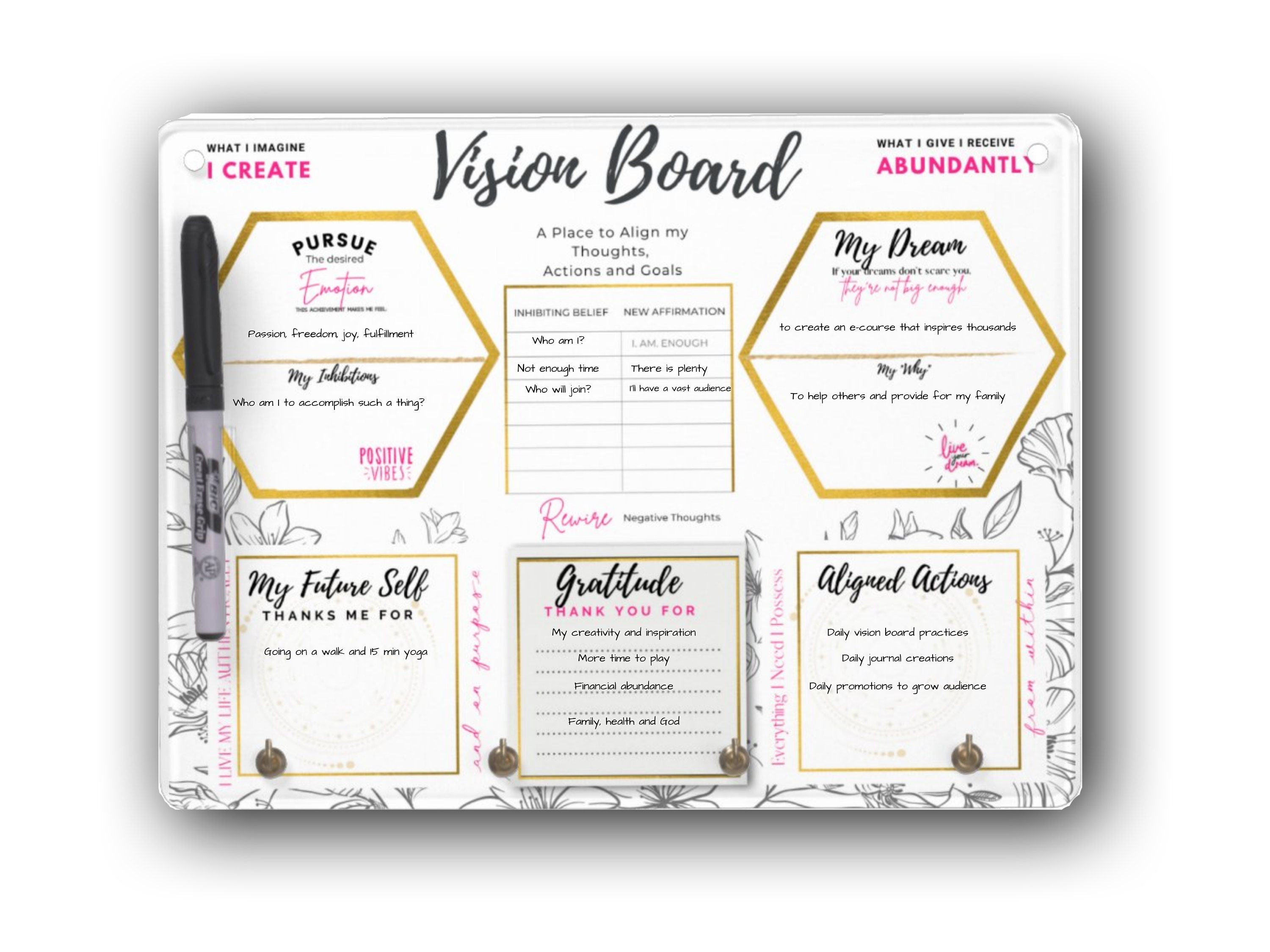 3 in 1 Vision Board: Decorative, Foldable, Dry Erase Vision Board kit with  200+ Motivational Stickers. 27 x 17 Board to Manifest Your Goals Using Law  of Attraction (Zoe)
