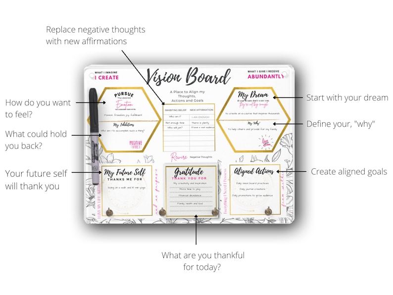 Vision Board - Dry Erase Board, Vision Board, Manifest, vision board kit image 2