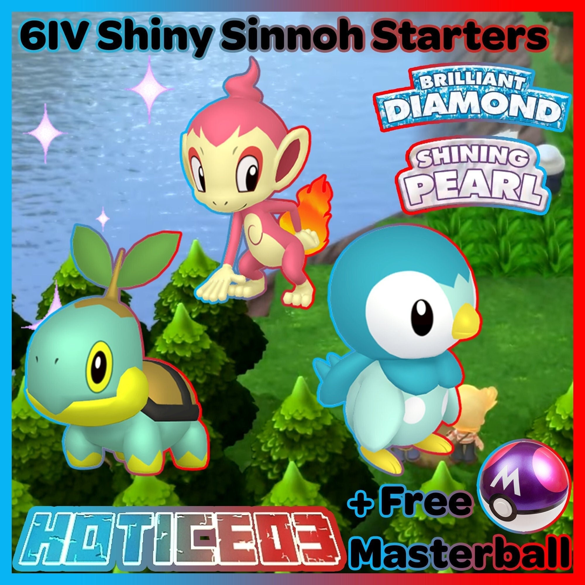Pokemon Brilliant Diamond & Shining Pearl – 12 Ultra Shiny Starter Pokémon (6IV, HA, Level 1) – Nintendo Switch