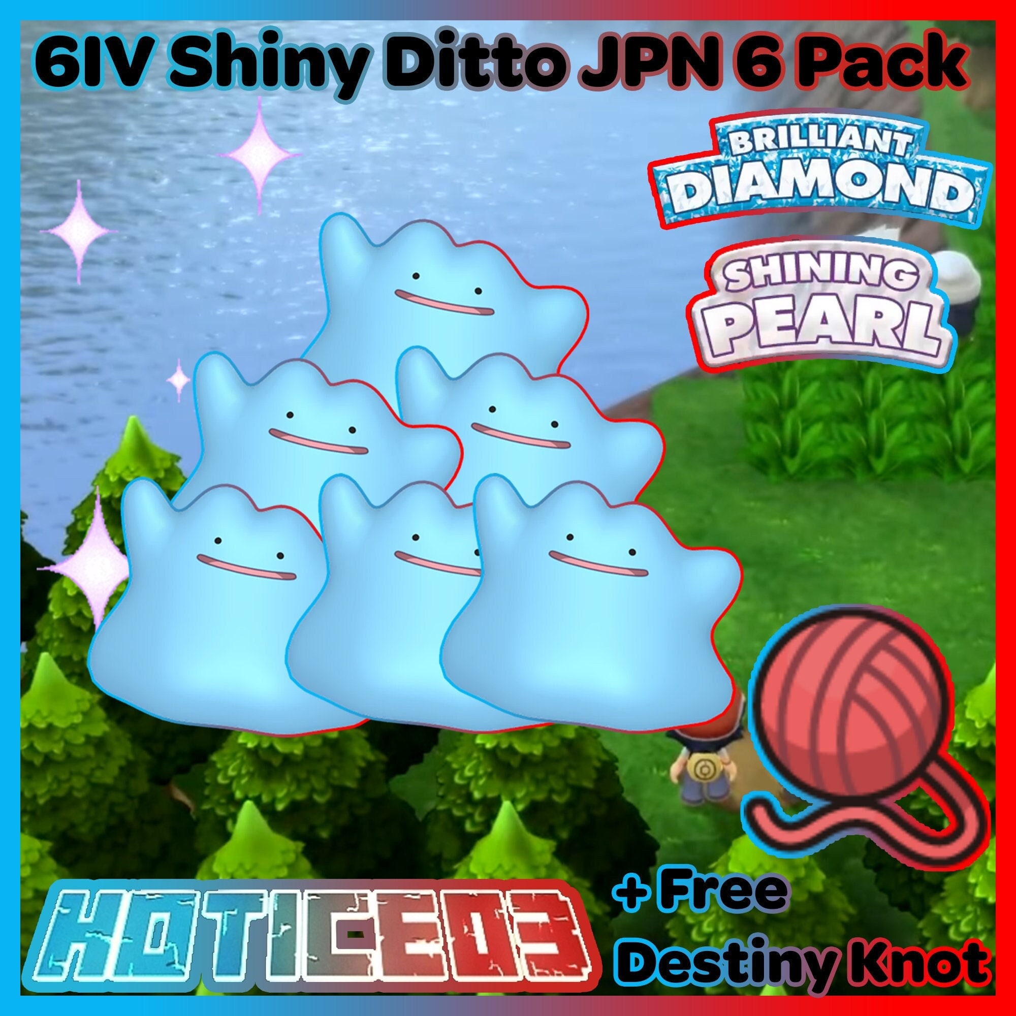 NEW BRILLIANT DIAMOND AND SHINING PEARL 6IV SHINY MASUDA DITTO + DESTINY  KNOT