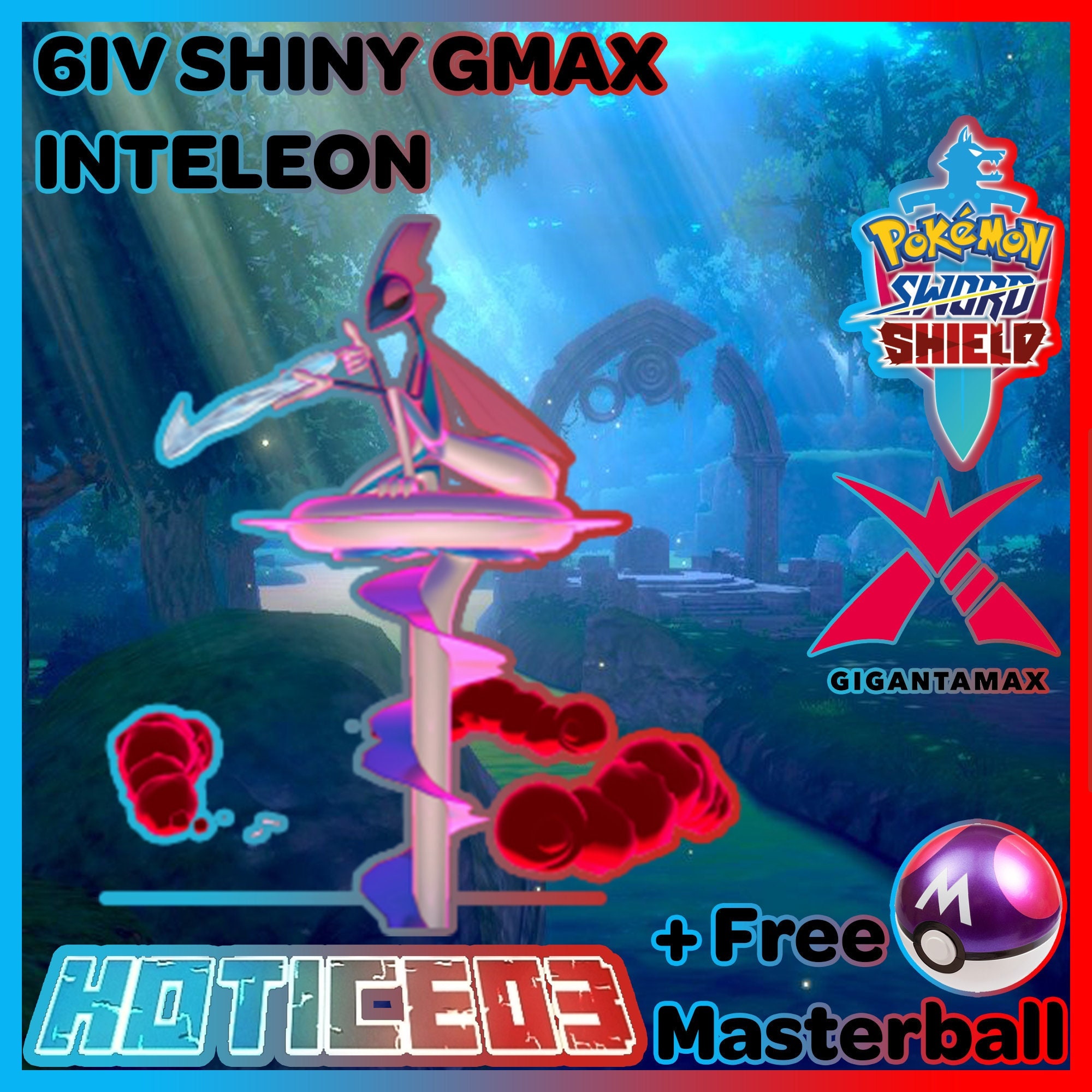  elymbmx 8 x Square Shiny 6IV Eevee Evolutions + 2 x Gigantamax  Gmax Eevee Holding Master Balls - 10 PCs Bundle Pack Set : Toys & Games