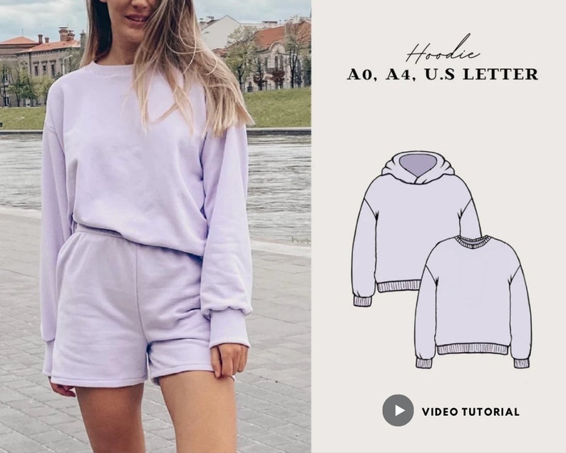 Easy Hoodie Sewing Pattern PDF Printable Hoodie Pattern With Etsy Canada