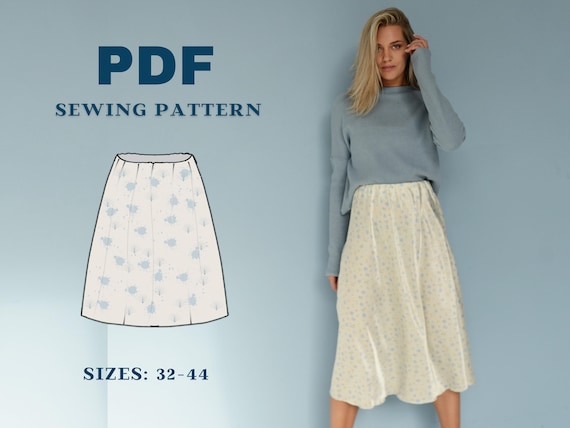 A line Skirt PDF Pattern With Elastic Band Easy Simple Skirt PDF Sewing Pattern Etsy UK