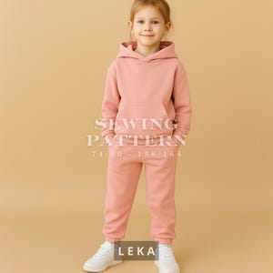 Kids Hoodie Sewing Pattern, PDF Printable Hoodie Pattern with neck rib detail for children&#39;s, Jumper Sewing Pattern, Trendy Jumper Pattern