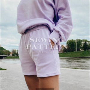 High Waist Jogger Trousers and Sweat Shorts PDF Sewing Patterns, Comfort Trousers Sewing Pattern, with Pockets, french terry, sweat pants