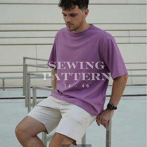 Unisex Oversize T-shirts Sewing Pattern PDF Printable T-shirts Pattern with neck detail, Trendy t-shirts Pattern, Easy t-shirts PDF