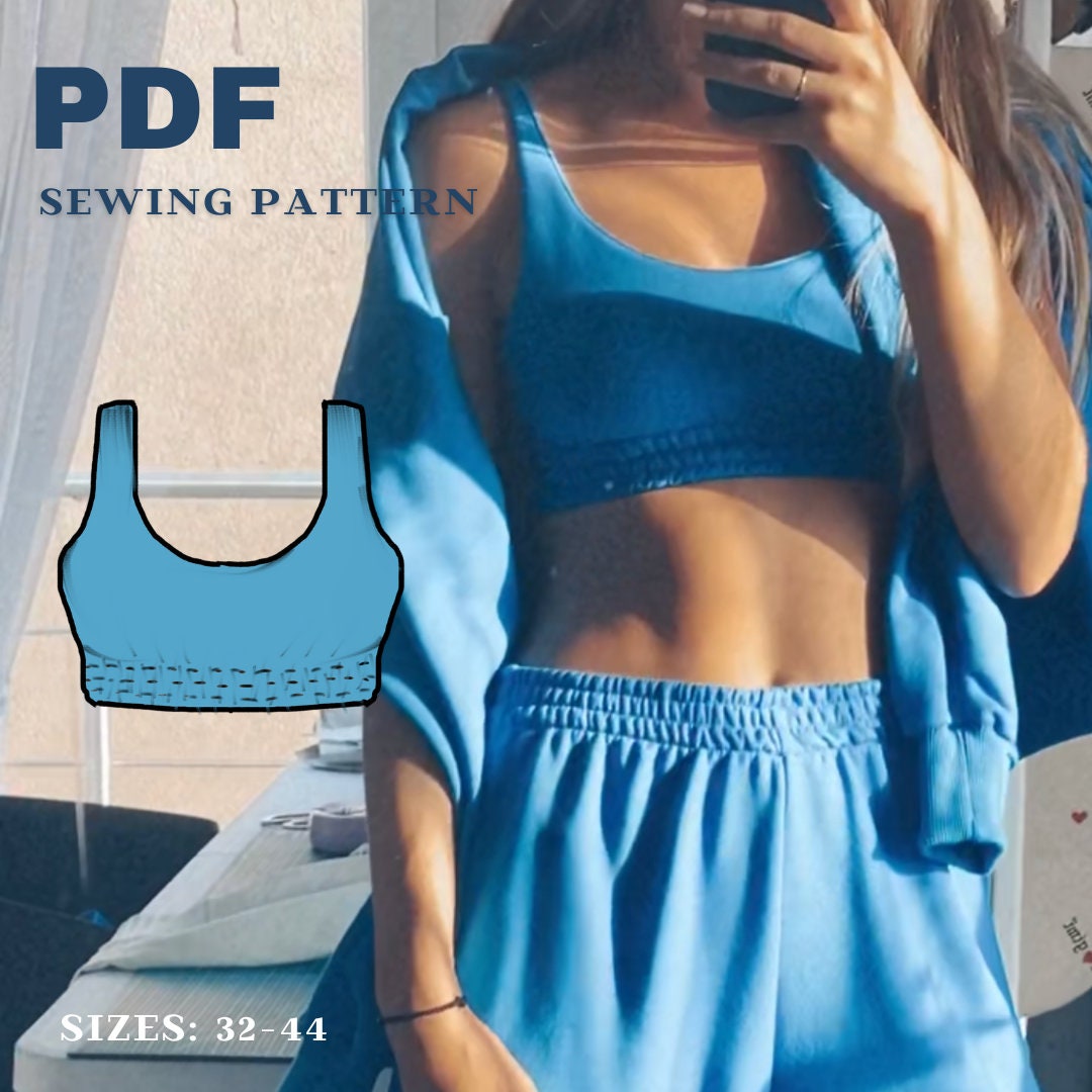 Bra Top PDF Sewing Pattern, Crop Top Digital Pattern, Sport Top