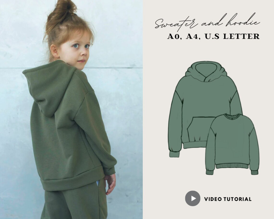 Kids Hoodie Sewing Pattern PDF Printable Hoodie Pattern With Etsy