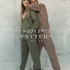 UNISEX comfy set, High Waist Sweatpants and Hoodie, Sweatshirts PDF Sewing Patterns, Unisex Workout set, Unisex Casual set