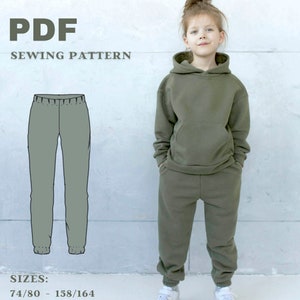 Child Sweatpants with pockets Sewing Pattern, PDF Printable jogger for kids, oversize Sewing Pattern, sweatpants kiddo Pattern, 1Y - 14Y