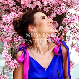 Tie Strap Dress Sewing Pattern - Easy Slip Summer Dress PDF, Sizes 34-44 (EU)