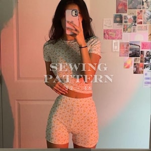Women’s Lounge Set Sewing Pattern - Fitted Crop Top & Shorts, Sizes 32-44 (EU) - PDF