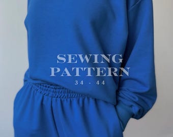 High Waist Jogger Trousers and Sweat Shorts PDF Sewing Patterns, Comfort Trousers Sewing Pattern, with Pockets, french terry, sweat pants