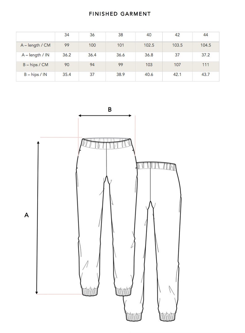 High Waist Jogger Trousers and Sweat Shorts PDF Sewing Patterns, Comfort Trousers Sewing Pattern, with Pockets, french terry, sweat pants image 5