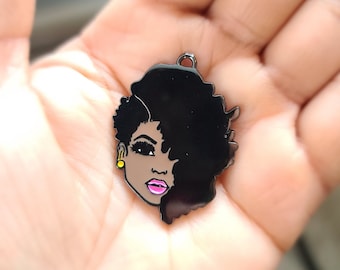 Afrocentric, Afro Charms, Girl Charms, Lady Charms, Face Charms, Afro Girl Charms, Charms, Black Girl Charms
