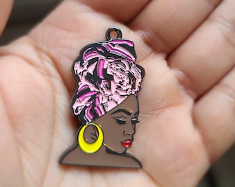 Afrocentric, Afro Charms, Girl Charms, Lady Charms, Face Charms, Afro Girl Charms, Charms, Black Girl Charms
