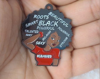 Afrocentric, Afro Charms, Lady Charms,  I Am Charms, Black Girl Charms, Alloy Charms, Pendants, Jewelry Making Charms, Red Charms, Afro Lady