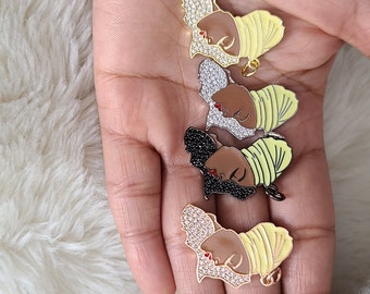 Afrocentric, Afro Charms, Girl Charms, Lady Charms, Face Charms, Afro Girl Charms, Charms, Black Girl Charms, Micro Paved Charm, Bling Charm