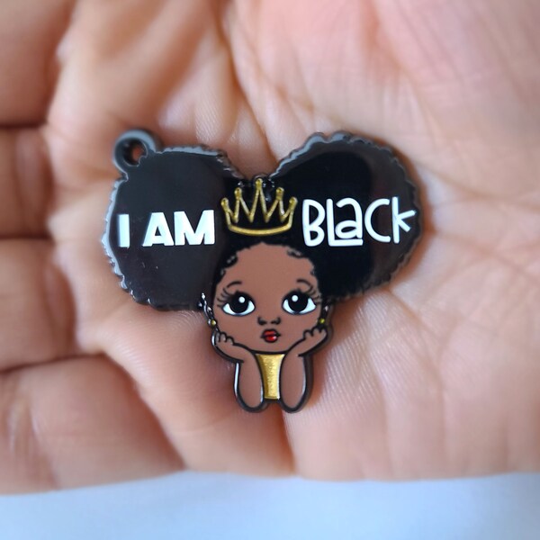 Afrocentric, Afro Charms,  Black Girl Charms, Girl Charms, I am Black Charms, Alloy Charms, Birthday Girl Charms, Jewelry Making Charms