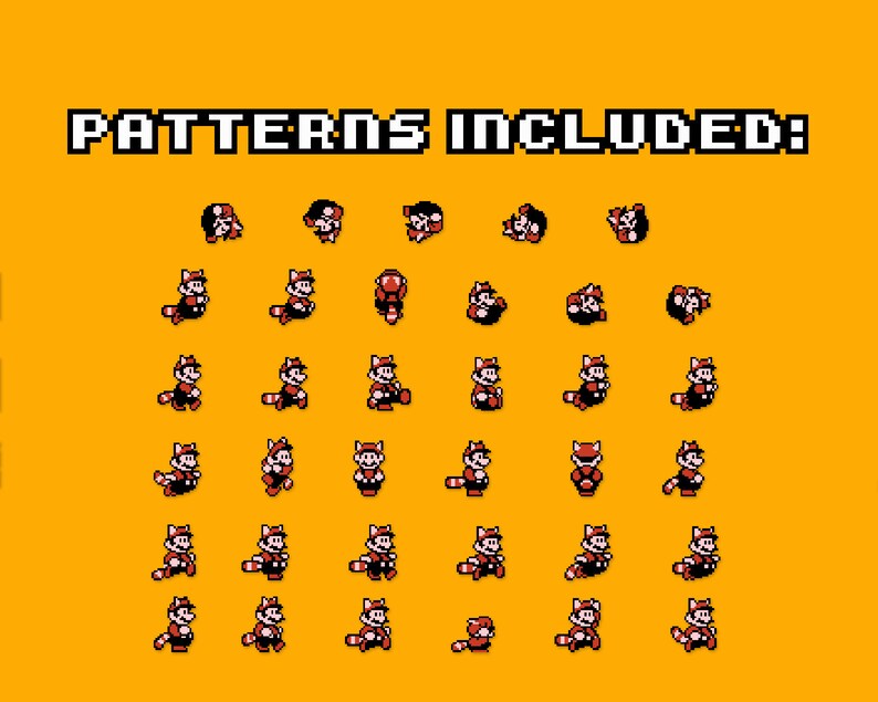 35 Raccoon Mario Patterns for Cross Stitch Super Mario Bros. - Etsy