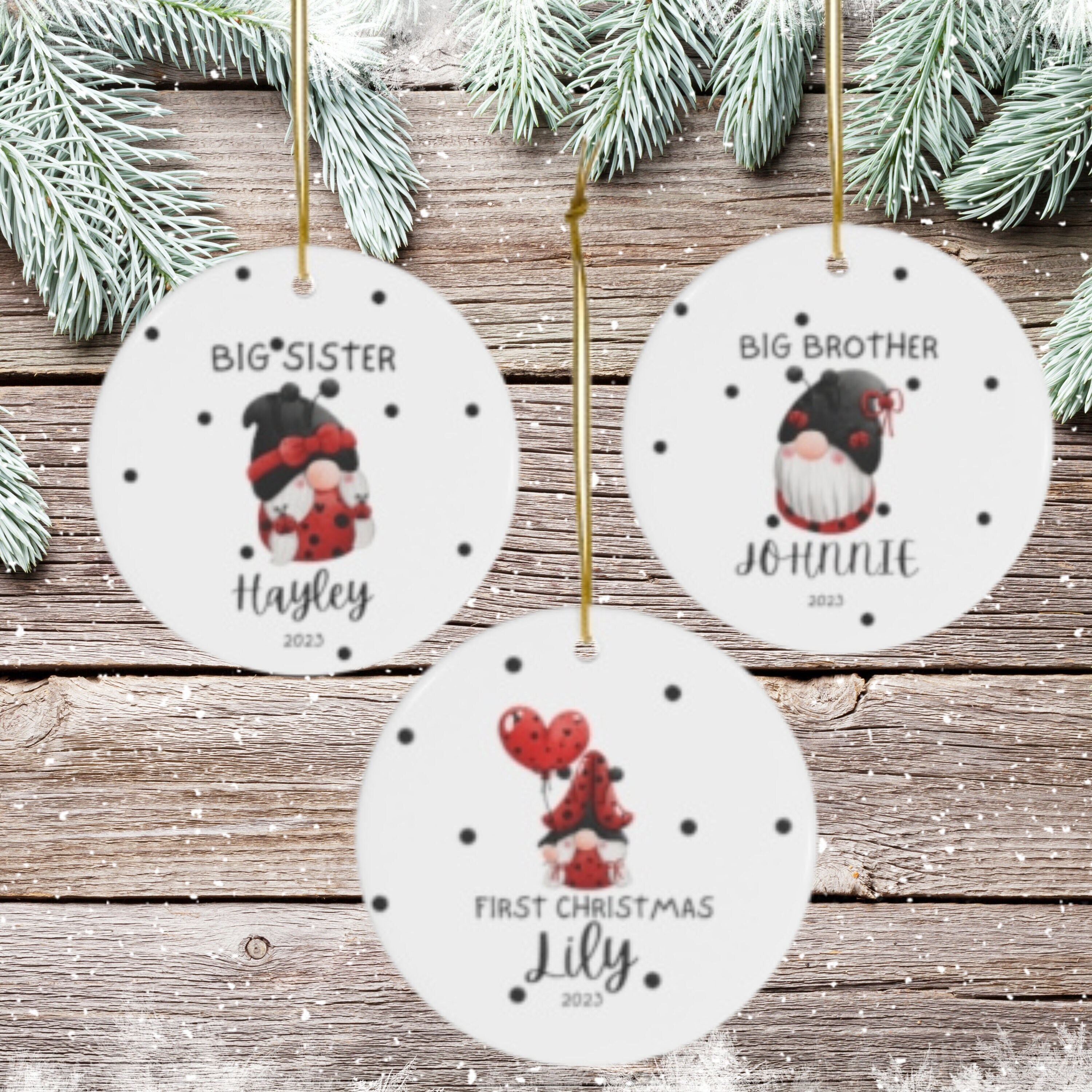 Personalized Kids Ornament, Sibling Ornament, Big Sister Christmas