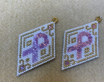 Pink ribbon dangle earring