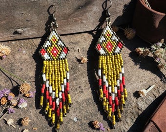 Yellow/orange fringe earrings