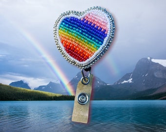 Rainbow Heart ID Holder