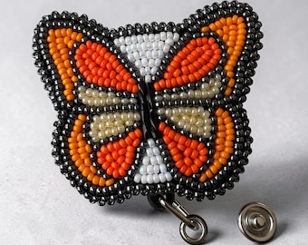 Monarch Butterfly Beaded Badge Reel