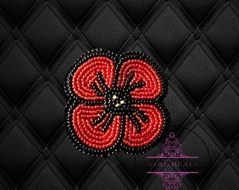 Remembrance Day Beaded Poppy Pin