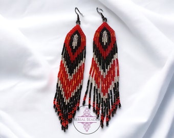 Red and Black beaded Shoulder Dusters