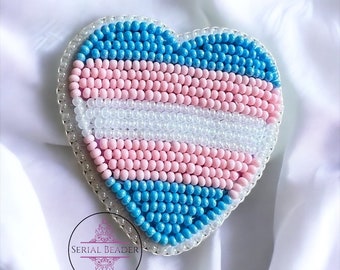 Trans Flag Heart pin