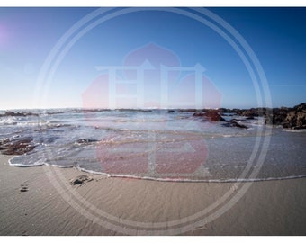 Wave Washing on Beach Scenic Color Photo Print