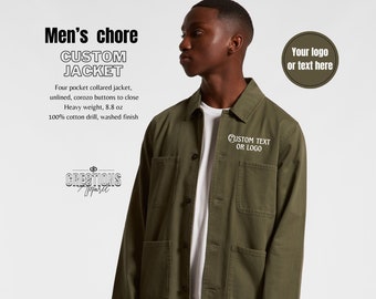 Veste de corvée personnalisée en coton drill pour homme, veste chemise à col quatre poches. Veste personnalisée,