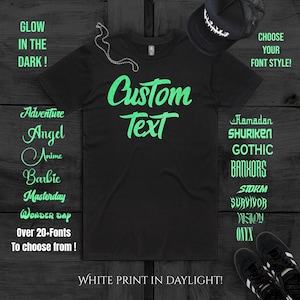 Custom Glow in the dark shirt, glow in the dark shirt, Custom T-shirt, Personalized gifts, Custom text shirt, glow-in-the-dark gift, glowing